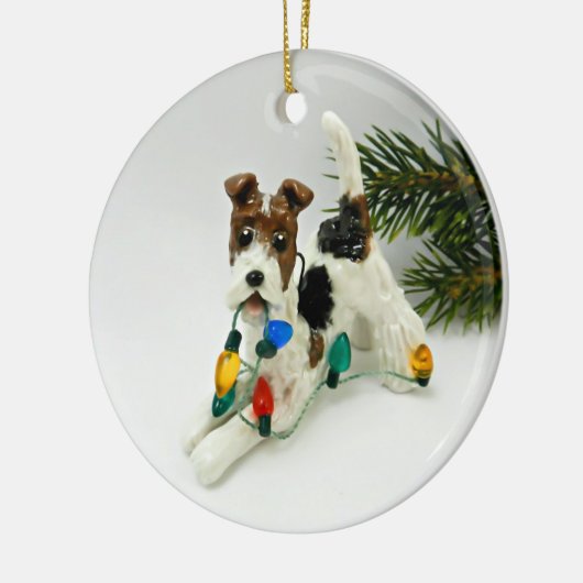 Wire Fox Terrier Dog Ceramic Ornament (Links)