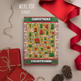 Wire Fox Terrier Dog Coundown met Kerstmis Advent Feestdagenkaart