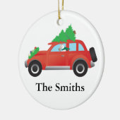 Wire Fox Terrier Dog die met Kerstmis rijdt Keramisch Ornament (Links)