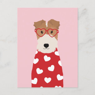 Wire Fox Terrier Dog Heart Glasses Briefkaart