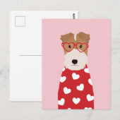 Wire Fox Terrier Dog Heart Glasses Briefkaart (Voorkant / Achterkant)