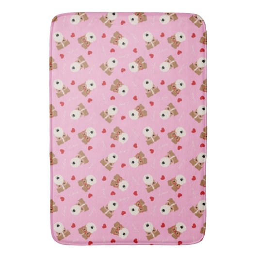 Wire Fox Terrier Dog Heart Glasses roze Badmat (Voorkant Verticaal)