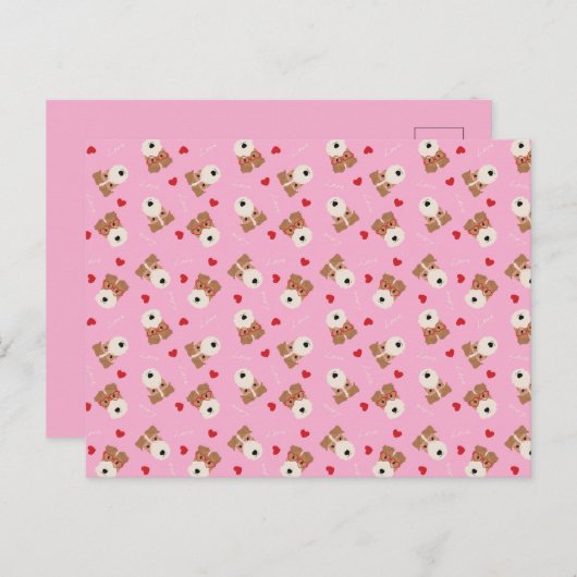 Wire Fox Terrier Dog Heart Glasses roze Briefkaart (Voorkant / Achterkant)
