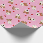Wire Fox Terrier Dog Heart Glasses roze Cadeaupapier (Hoek)