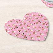 Wire Fox Terrier Dog Heart Glasses roze Kartonnen Onderzetters (Gekanteld)