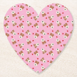 Wire Fox Terrier Dog Heart Glasses roze Kartonnen Onderzetters