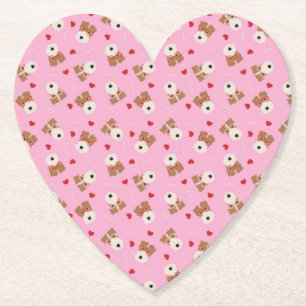 Wire Fox Terrier Dog Heart Glasses roze Kartonnen Onderzetters