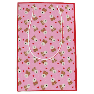 Wire Fox Terrier Dog Heart Glasses roze Medium Cadeauzakje