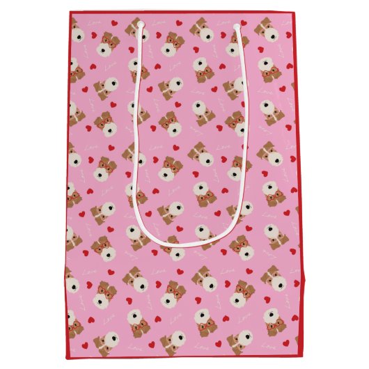 Wire Fox Terrier Dog Heart Glasses roze Medium Cadeauzakje (Achterkant)