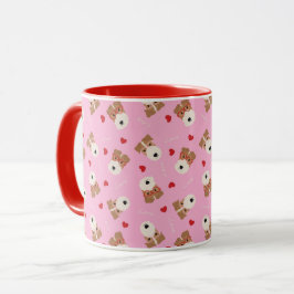 Wire Fox Terrier Dog Heart Glasses roze Mok