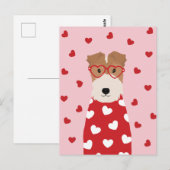 Wire Fox Terrier Dog Heart Glasses Roze Rood Briefkaart (Voorkant / Achterkant)