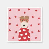 Wire Fox Terrier Dog Heart Glasses Roze Rood Servet (Voorkant)