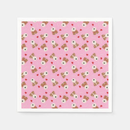 Wire Fox Terrier Dog Heart Glasses roze Servet