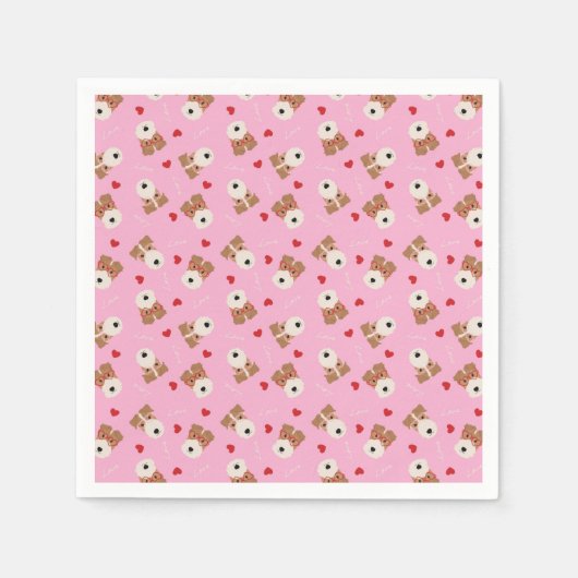 Wire Fox Terrier Dog Heart Glasses roze Servet (Voorkant)