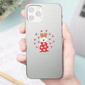 Wire Fox Terrier Dog Heart Glasses Roze Sticker (Telefoon)