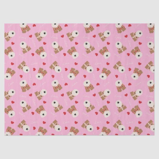 Wire Fox Terrier Dog Heart Glasses roze Tissuepapier (Voorkant)