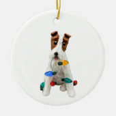 Wire Fox Terrier Dog kerstversiering Keramisch Ornament (Voorkant)