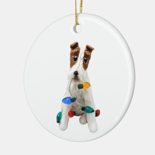 Wire Fox Terrier Dog kerstversiering Keramisch Ornament (Links)