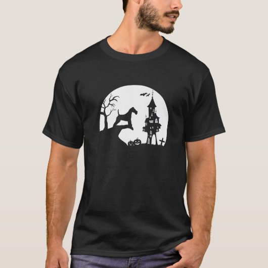 Wire Fox Terrier Dog Moon Silhouette Funny Hwe T-shirt (Voorkant)