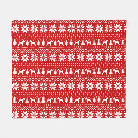 Wire Fox Terrier Dog Silhouettes Kerstfeestdag Fleece Deken (Voorkant (Horizontaal))