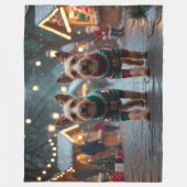 Wire Fox Terrier Dogs Christmas Snow Holiday Fleece Deken (Voorkant)