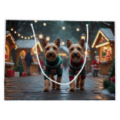 Wire Fox Terrier Dogs Christmas Snow Holiday Groot Cadeauzakje (Achterkant)