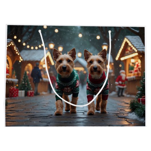 Wire Fox Terrier Dogs Christmas Snow Holiday Groot Cadeauzakje (Achterkant)