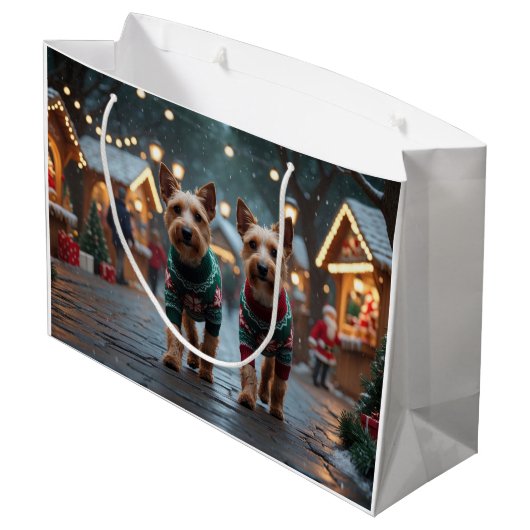 Wire Fox Terrier Dogs Christmas Snow Holiday Groot Cadeauzakje (Achterkant Gekanteld)