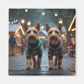 Wire Fox Terrier Dogs Christmas Snow Holiday Magneet (Voorkant)