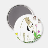 Wire Fox Terrier en Butterflies Magneet (Voorkant / Achterkant)