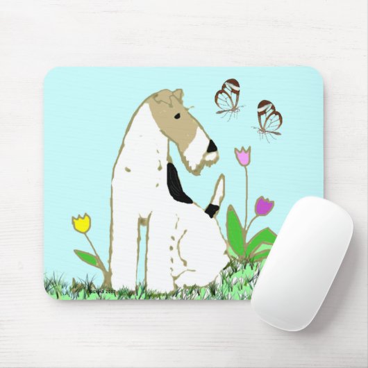 Wire Fox Terrier en Butterflies Muismat (Met muis)