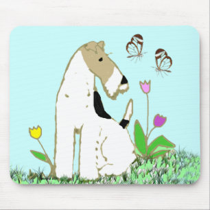 Wire Fox Terrier en Butterflies Muismat