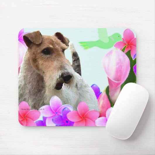 Wire Fox Terrier en Flowers Muismat (Met muis)