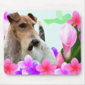 Wire Fox Terrier en Flowers Muismat (Voorkant)