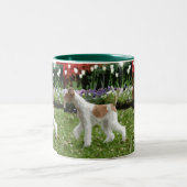 Wire Fox Terrier en Flowers Tweekleurige Koffiemok (Center)