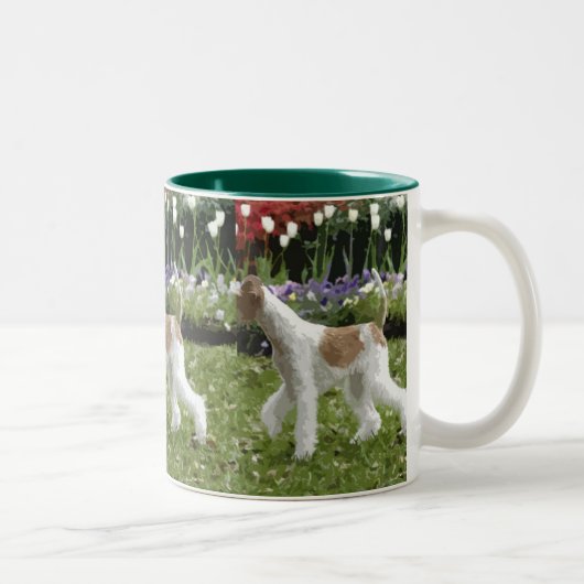Wire Fox Terrier en Flowers Tweekleurige Koffiemok (Rechts)