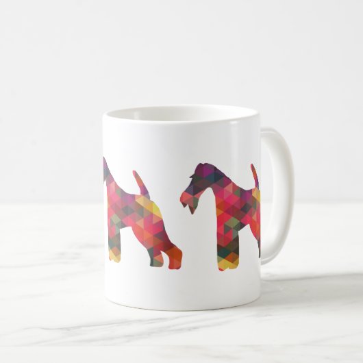 Wire Fox Terrier Geometric Pattern Silhouette Koffiemok (Voorkant rechts)
