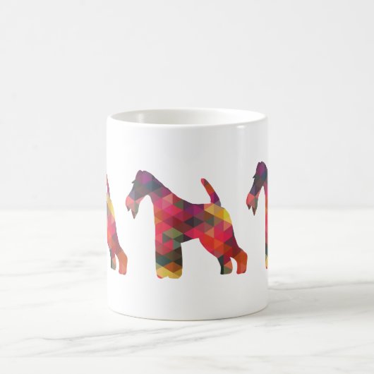 Wire Fox Terrier Geometric Pattern Silhouette Koffiemok (Center)