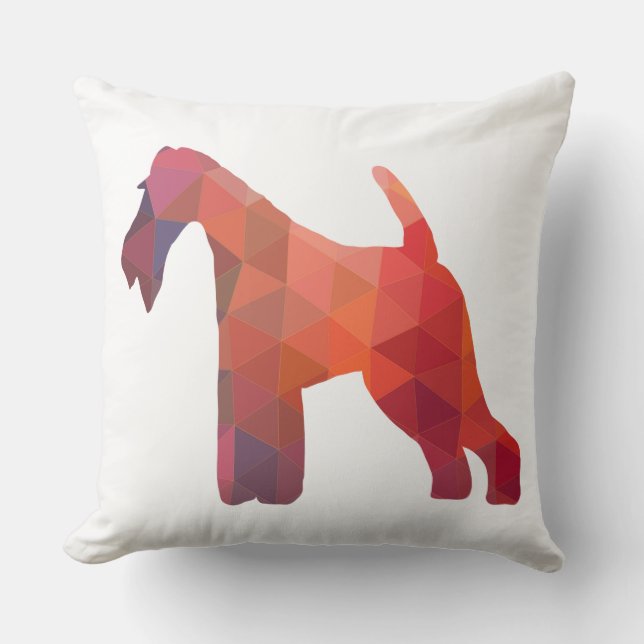 Wire Fox Terrier Geometric Pattern Silhouette Kussen (Voorkant)