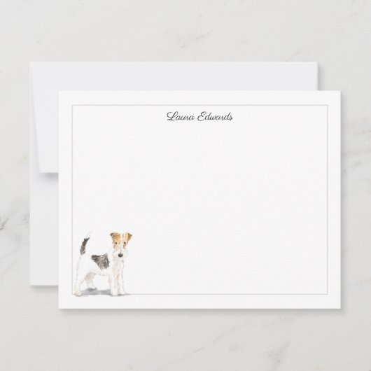 Wire Fox Terrier Gray Border Personalized Notitiekaartje (Voorkant)