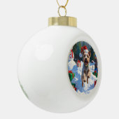 Wire Fox Terrier Hardloopsneeuw met kerst Pet Keramische Bal Ornament (Links)