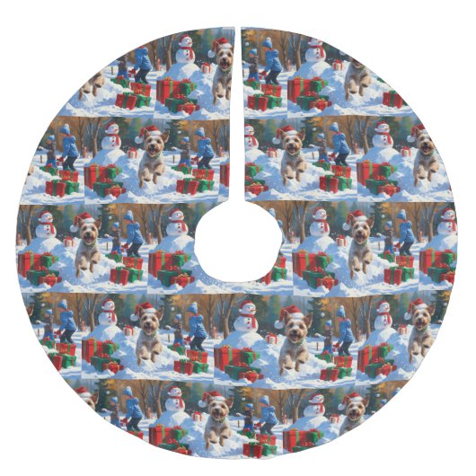 Wire Fox Terrier Hardloopsneeuw met kerst Pet Kerstboom Rok (Voorkant)