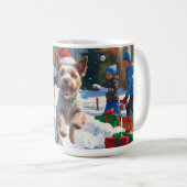 Wire Fox Terrier Hardloopsneeuw met kerst Pet Koffiemok (Voorkant rechts)