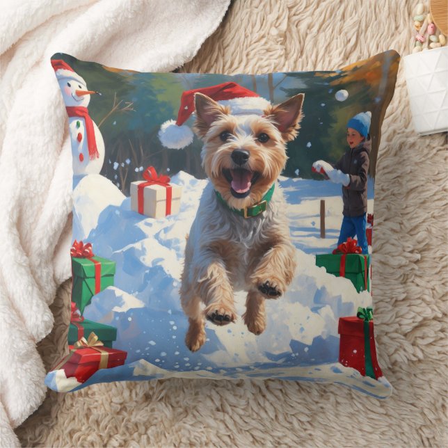 Wire Fox Terrier Hardloopsneeuw met kerst Pet Kussen (Deken)