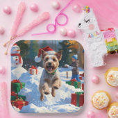 Wire Fox Terrier Hardloopsneeuw met kerst Pet Papieren Bordje (Feest)