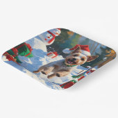 Wire Fox Terrier Hardloopsneeuw met kerst Pet Papieren Bordje (Gebogen)