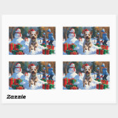 Wire Fox Terrier Hardloopsneeuw met kerst Pet Rechthoekige Sticker (Vel)