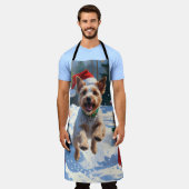 Wire Fox Terrier Hardloopsneeuw met kerst Pet Schort (Gedragen)