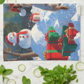 Wire Fox Terrier Hardloopsneeuw met kerst Pet Theedoek (Gevouwen)