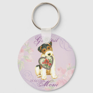Wire Fox Terrier Heart Mam Sleutelhanger
